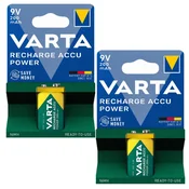 shumee Varta power 9V 200mAh NiMH polnilna ploščata baterija za elektroniko x2