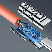 DUDAO Močan kotni kabel za iPhone USB-C - Lightning 30W 1m vrtenje 180 oranžna