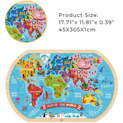 TOOKY TOY Drvena slagalica Mapa sveta šarena
