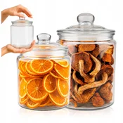 shumee Komplet 2 steklenih kozarcev s steklenimi pokrovi: 1x 1L, 1x 2L