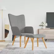 Stolica za opuštanje s osloncem za noge svjetlosiva od tkanine