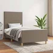 Greatstore Posteljni okvir z vzglavjem taupe 80x200 cm blago