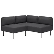 LILLEHEM Modularna ugaona sofa dvosed, Gunnared tamnosiva/metal