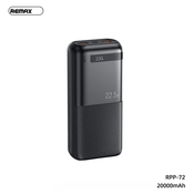 Power Bank REMAX Piloteer Series RPP-72 20W+22.5W Fast Charging 20000mAh crni