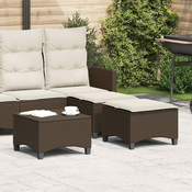 Vrtni tabure s jastucima 2 kom smedi 55x55x36 cm poliratan