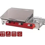 Stoni plinski roštilj, inox 80 x 40 sa kuvalom, Fe 5mm ploca, dva gorionika sa inox poklopcem Gurman 80k - Trend
