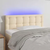 vidaXL LED posteljno vzglavje krem 90x5x78/88 cm blago
