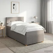vidaXL Postelja boxspring z vzmetnico Taupe 100 x 200 cm Blago