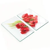 shumee Steklene kuhinjske deske za rezanje z grafiko rdečih tulipanov 2x30x52 cm