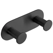 X-ROUND BLACK samolepilni dvojni kavelj, črna mat barva - Črna - 115x45x31 mm - Sapho - X-ROUND - 24 - Iz nerjavečega jekla - Dvojni kavelj - Krožni - 115 - 45 - 31 - According to recommendation - 14