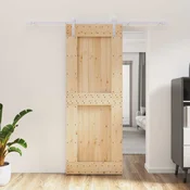 vidaXL Drsna vrata Naravna in bela 80 x 210 cm Masiven borov les