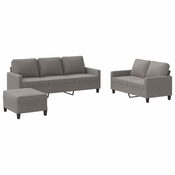 3-dijelni set sofa s jastucima smedesivi od tkanine