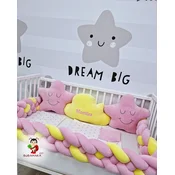 Bubamara037 Pletenica za krevetac, Cetvorostruka, 240cm, Roze-žuta