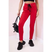 Kesi Womens sweatpants with side stripes and drawstring waist red