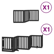 Vidaxl Ograda za pse z vrati zložljiva 9 panelov črna 450 cm les