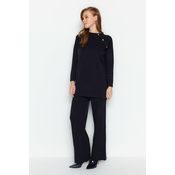 Trendyol Dark Navy Blue Button Detailed Knitwear Two Piece Set