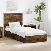 Krevet s od storage s uzglavljem Dimljeni hrast 90 x 190 cm