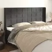 Uzglavlje s ušima tamnosivo 203x16x118/128 cm baršunasto