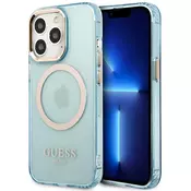 Guess Ohišje Guess Gold Outline Translucent MagSafe - iPhone 13 Pro (modro)