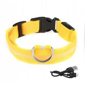 shumee LED vodoodporna ovratnica za pse z USB kablom, rumena, XL, 52-60 cm