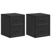 vidaXL Stenski nočni omarici s predalom 2 pcs Črna 34,5 x 33 x 40 cm