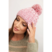 Kesi Womens winter hat with a pompom made of wool K424 light pink