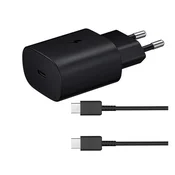 SAMSUNG mrežni punjac s Type-C prikljuckom 25W, PD brzi punjac 3.0 + EP-DG980BBE Type-C kabel, CRNI EP-TA800EBE + EP-DG980BBE