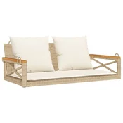 Vidaxl Gugalna klop z blazinami bež 109x62x40 cm poli ratan