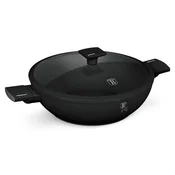 Ponev WOK s titanovo površino in pokrovom 30 cm Matte Black Collection BH-8182