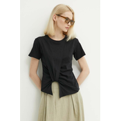 Pamucna majica Sisley za žene, boja: crna