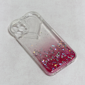 Maska za telefon Heart Glitter za iPhone 12 Pro 6.1 providno-roze