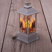 Iris božićni bijeli fenjer s uzorkom losa, LED, 13x5,3x5,3 cm, 303-03