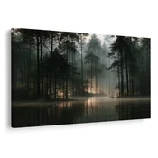 Slika meglen gozd nad jezerom - 40x30