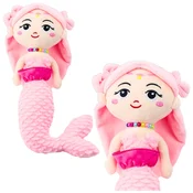 Plišasta igrača sirena s pletenim repom 32 cm - roza