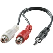 Roline klinker avdio priključni kabel [1x 3,5 mm banana moški konektor - 2x ženski cinch konektor] črna zaščiten