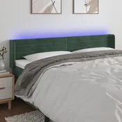 Vidaxl vidaXL Vzglavje postelje z LED diodo temno zeleno 203x16x78/88 cm žametno