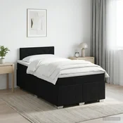 vidaXL Postelja boxspring z vzmetnico Črna 120 x 190 cm Blago