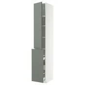 METOD/MAXIMERA Visoka omara+izv kolona 3pr/1vr/2pc, bela/Nickebo mat sivo-zelena, 40x60x240 cm