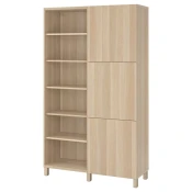 BESTA Kombin. odlaganje s vratima, belo b. im. hrastovine/Lappviken/Stubbarp belo b. im. hrastovine, 120x42x202 cm