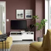 BESTA TV stalaža s fiokama, bela/Laxviken/Stubbarp bela, 120x42x48 cm