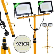 LED reflektor 2x100W s teleskopskim gradbenim stojalom – nevtralna bela 4500K 60945