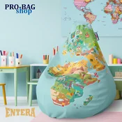 ENTERA Decji Lazy Bag 200 - Mapa sveta, ilustrovane znamenitosti država
