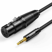 UGREEN kabel 3,5 mm utikač - tropole XLR M/Ž, 2 m, crni 20244