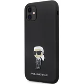 Karl Lagerfeld Karl Lagerfeld Silicone Ikonik Metal Pin ovitek za iPhone 11/Xr - črna