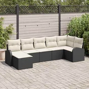 Set sofe s jastukom s pohranom 7 pcs Crna poliratan