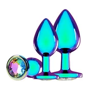 Ouch! Venice Collection Iridescent Metal Plug Set 3 Sizes Jewel Base OU1059IRI
