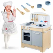 Ricokids drvena djecja kuhinja s pecnicom i priborom, 48,5 x 28 x 70 cm