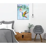 WallXpert slika na platnu DC373, kolibri i cvet u plavim akvarelnim tonovima, 30 x 40 cm