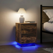 Nocni ormarici s LED svjetlima 2 kom dimljeni hrast 38x34x50 cm