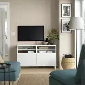 BESTA TV stalaža s vratima, bela/Västerviken/Stubbarp bela, 120x42x74 cm